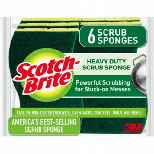 Scotch-Brite Heavy Duty Sponge For Pots and Pans 4.5 in. L 6 pk (Pack of 6)