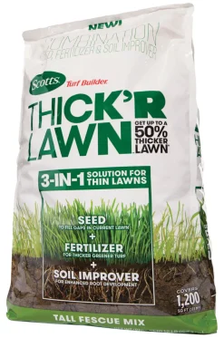 Scott'S 30073 12 Lb Turf Builder Thick'R Lawn Fertilizer & Seed For Tall Fescue 9-1-1