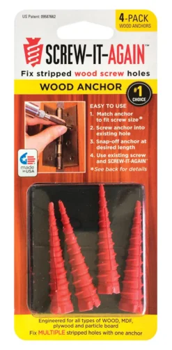 SCREW-IT-AGAIN 1/4 in. D X 1 in. L Polypropylene Hex Head Wood Anchor 4 pk