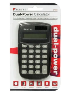 Sentry Sure Grip Rubber Keys Auto-Off 8-Digit Display Dual Powered Calculator with Memory Function