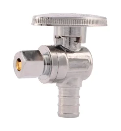 SharkBite 1/2 in. PEX Barb Compression Brass Quarter Turn Angle Stop Valve