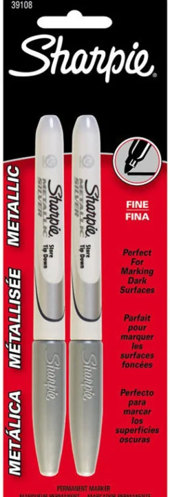 Sharpie Metallic Silver Fine Tip Permanent Marker 2 pk (Pack of 6)