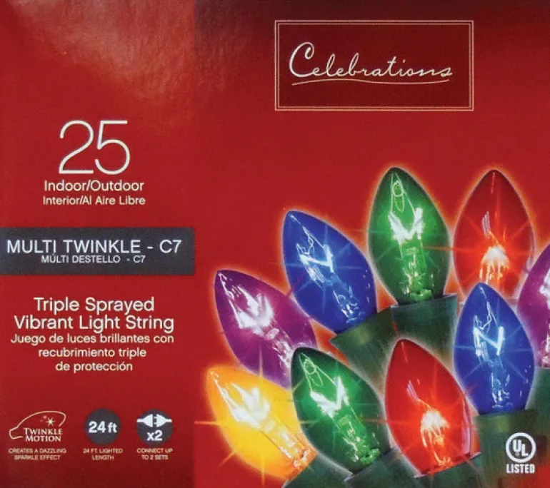 Sienna C7 Multicolored 25 count Twinkling String Lights 24 ft.