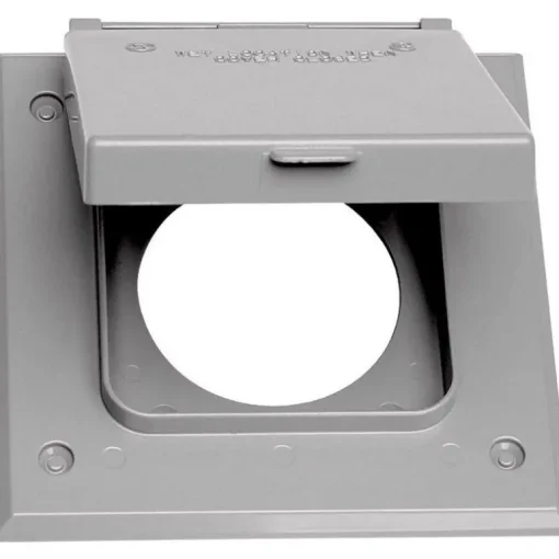 Sigma Electric Gray Metal 2-Gang Square 20/50A Receptacle Cover 4.57 H x 2.83 W in.