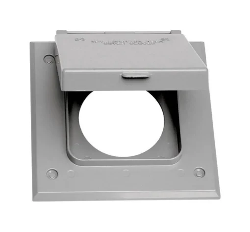 Sigma Electric Gray Metal 2-Gang Square 20/50A Receptacle Cover 4.57 H x 2.83 W in.