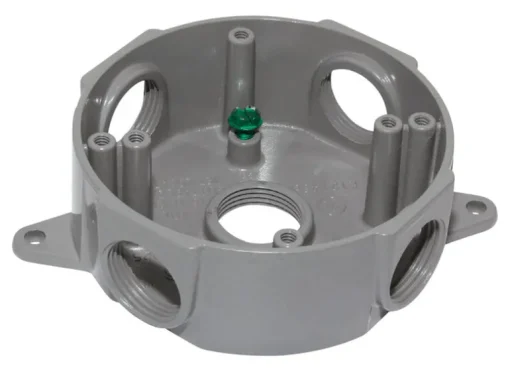 Sigma Engineered Solutions New Work 16 cu in Round Die-Cast Metal Weatherproof Box Gray