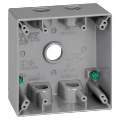 Sigma Engineered Solutions New Work 31 cu in Square Die-Cast Metal 2 gang Weatherproof Box Gray