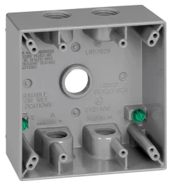 Sigma Engineered Solutions New Work 31 cu in Square Die-Cast Metal 2 gang Weatherproof Box Gray
