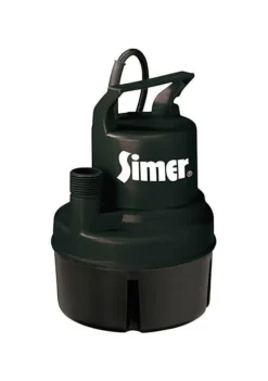 Simer 1/6 hp 900 gph Thermoplastic Electronic Switch Bottom AC Utility Pump