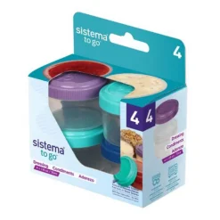 Sistema Assorted Colors Food Storage Container 1.18 oz. with Screw Tight Lid (Pack of 12)