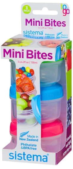 Sistema 21467nw 3.03" X 6.42" Round Mini Bites Assorted Colors 3 Count
