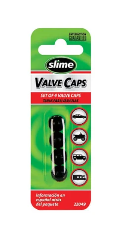 Slime Plastic Tire Valve Caps Black