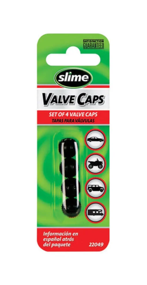 Slime Plastic Tire Valve Caps Black