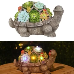 SOLAR TURTLE W/FLOWER