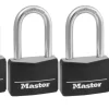 Solid-Brass Keyed Padlocks, Black Cover & Covered Key Head, 3-Pack, 1-9/16 In.