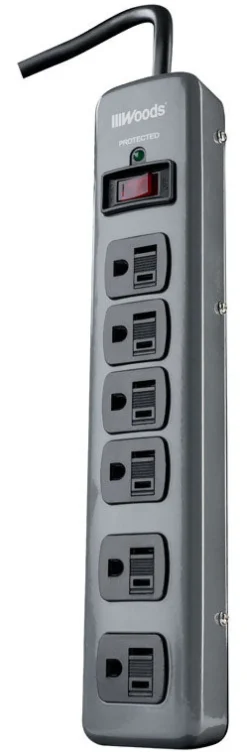 Southwire Woods 3 ft. L 6 outlets Power Strip w/Surge Protection Black 900 J