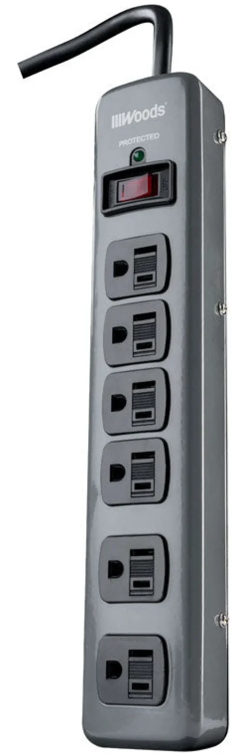 Southwire Woods 3 ft. L 6 outlets Power Strip w/Surge Protection Black 900 J