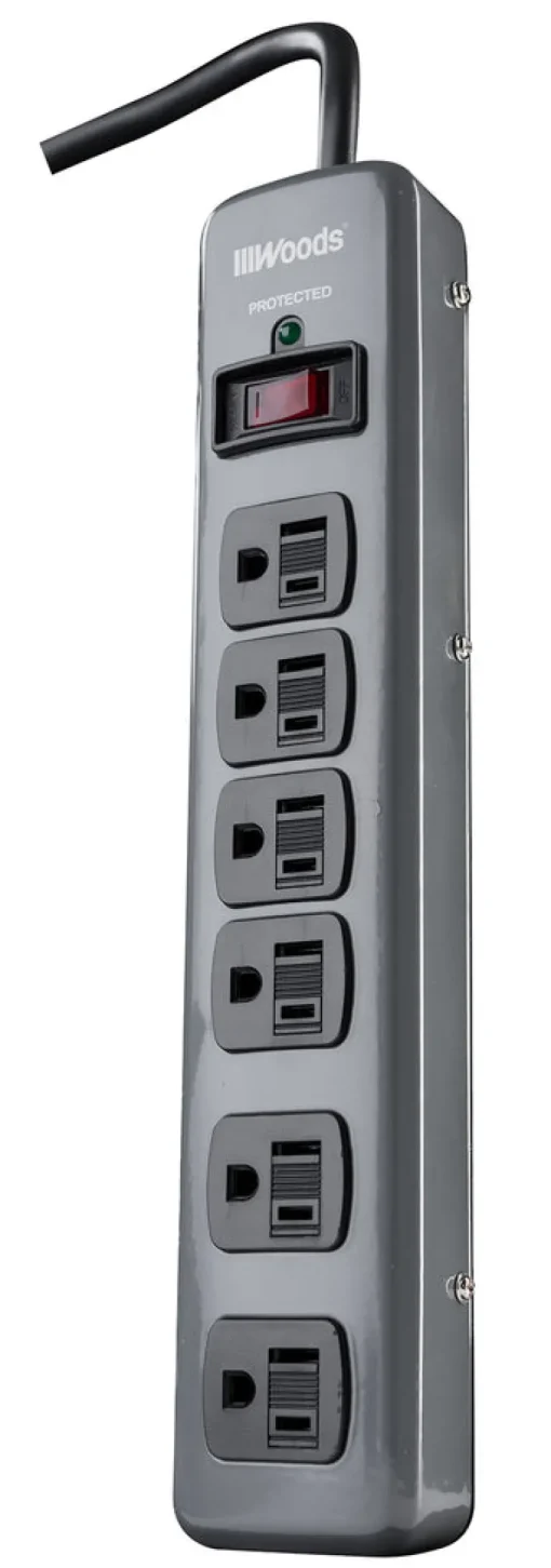 Southwire Woods 3 ft. L 6 outlets Power Strip w/Surge Protection Black 900 J
