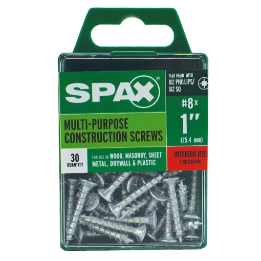 SPAX No. 8 x 1 in. L Phillips/Square Flat Head Zinc-Plated Steel Multi-Purpose Screw 30 each