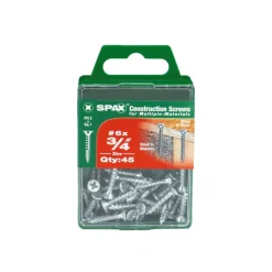 SPAX No. 6 x 3/4 in. L Phillips/Square Flat Head Zinc-Plated Steel Multi-Purpose Screw 45 each