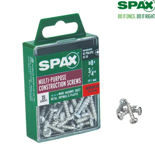 SPAX No. 8 x 3/4 in. L Phillips/Square Zinc-Plated Multi-Purpose Screws 35 pk