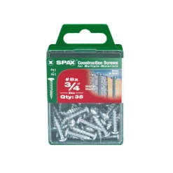 SPAX No. 8 x 3/4 in. L Phillips/Square Zinc-Plated Multi-Purpose Screws 35 pk