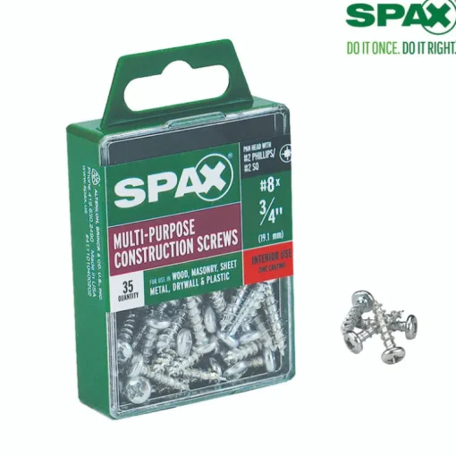 SPAX No. 8 x 3/4 in. L Phillips/Square Zinc-Plated Multi-Purpose Screws 35 pk