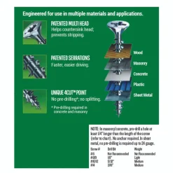 SPAX No. 8 x 5/8 in. L Phillips/Square Flat Head Zinc-Plated Steel Multi-Purpose Screw 40 each