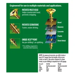 SPAX No. 8 x 1 in. L Phillips/Square Flat Head Yellow Zinc Steel Multi-Purpose Screw 30 each
