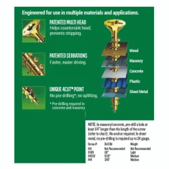 SPAX No. 8 x 1 in. L Phillips/Square Flat Head Yellow Zinc Steel Multi-Purpose Screw 30 each