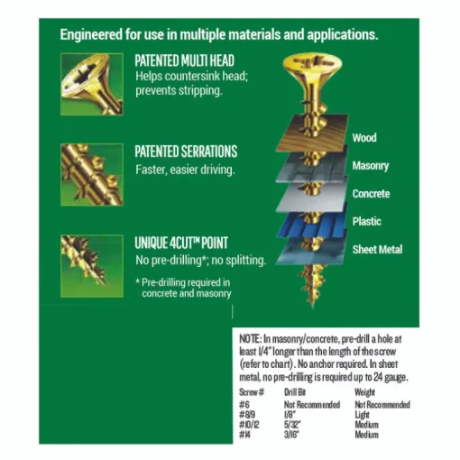 SPAX No. 8 x 1 in. L Phillips/Square Flat Head Yellow Zinc Steel Multi-Purpose Screw 30 each