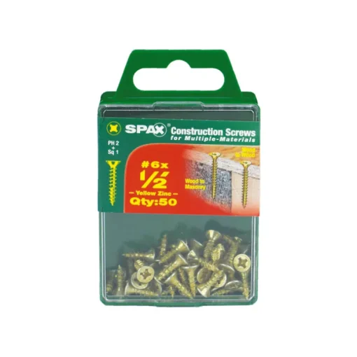 SPAX No. 6 x 1/2 in. L Phillips/Square Flat Head Yellow Zinc Steel Multi-Purpose Screw 50 each