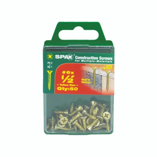 SPAX No. 6 x 1/2 in. L Phillips/Square Flat Head Yellow Zinc Steel Multi-Purpose Screw 50 each