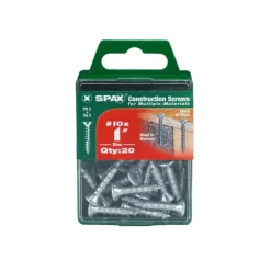 SPAX No. 10 x 1 in. L Phillips/Square Flat Head Zinc-Plated Steel Multi-Purpose Screw 20 each