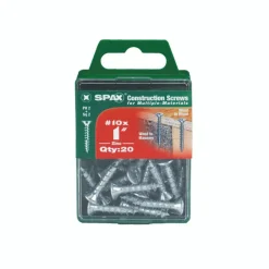SPAX No. 10 x 1 in. L Phillips/Square Flat Head Zinc-Plated Steel Multi-Purpose Screw 20 each
