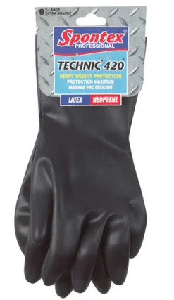 Spontex Technic 420 Latex/Neoprene Cleaning Gloves XL Black 1 pk