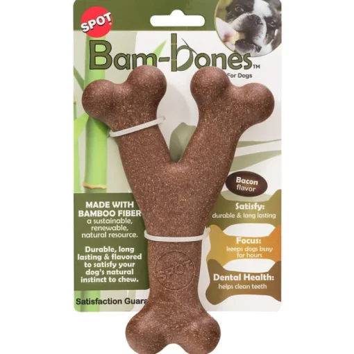 Spot Bam-bones Brown Bacon-Flavored Wish Bone Dog Toy 1 pk