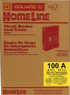 Square D HomeLine 100 amps 120/240 V 6 space 12 circuits Flush Mount Main Lug Load Center