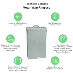Square D HomeLine 100 amps 120/240 V 6 space 12 circuits Surface Mount Main Lug Load Center