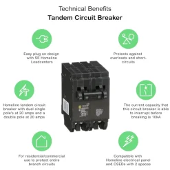 Square D HomeLine 20 amps Tandem 2-Pole Circuit Breaker