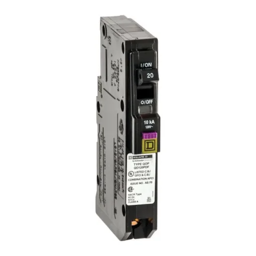 Square D QO 20 amps Arc Fault/Ground Fault Single Pole Circuit Breaker
