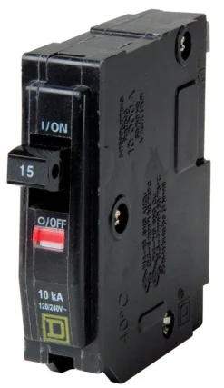 Square D QO 15 amps Plug In Single Pole Miniature Circuit Breaker