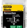Stanley 3/16 in. D X 5/8 in. Aluminum Blind Rivets Silver 50 ct