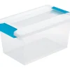 Sterilite Clear Medium Clip Box with Blue Aquarium Latches 11 L x 5.4 H x 6.6 W in. (Pack of 4)