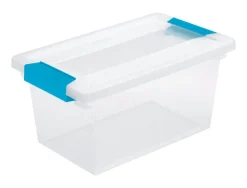 Sterilite Clear Medium Clip Box with Blue Aquarium Latches 11 L x 5.4 H x 6.6 W in. (Pack of 4)