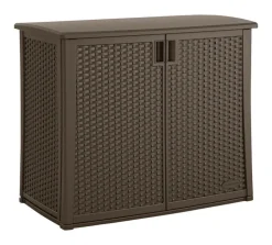 Suncast Resin 35-1/4 in. H x 42-1/4 in. W x 23 in. D Brown Outdoor Storage Cabinet