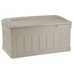 Suncast Beige Plastic 129 gal. Capacity Deck Box 28 H x 53 W x 29 D in. with Seat