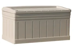 Suncast Beige Plastic 129 gal. Capacity Deck Box 28 H x 53 W x 29 D in. with Seat