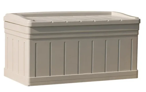 Suncast Beige Plastic 129 gal. Capacity Deck Box 28 H x 53 W x 29 D in. with Seat