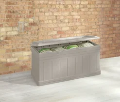Suncast Beige Plastic 129 gal. Capacity Deck Box 28 H x 53 W x 29 D in. with Seat